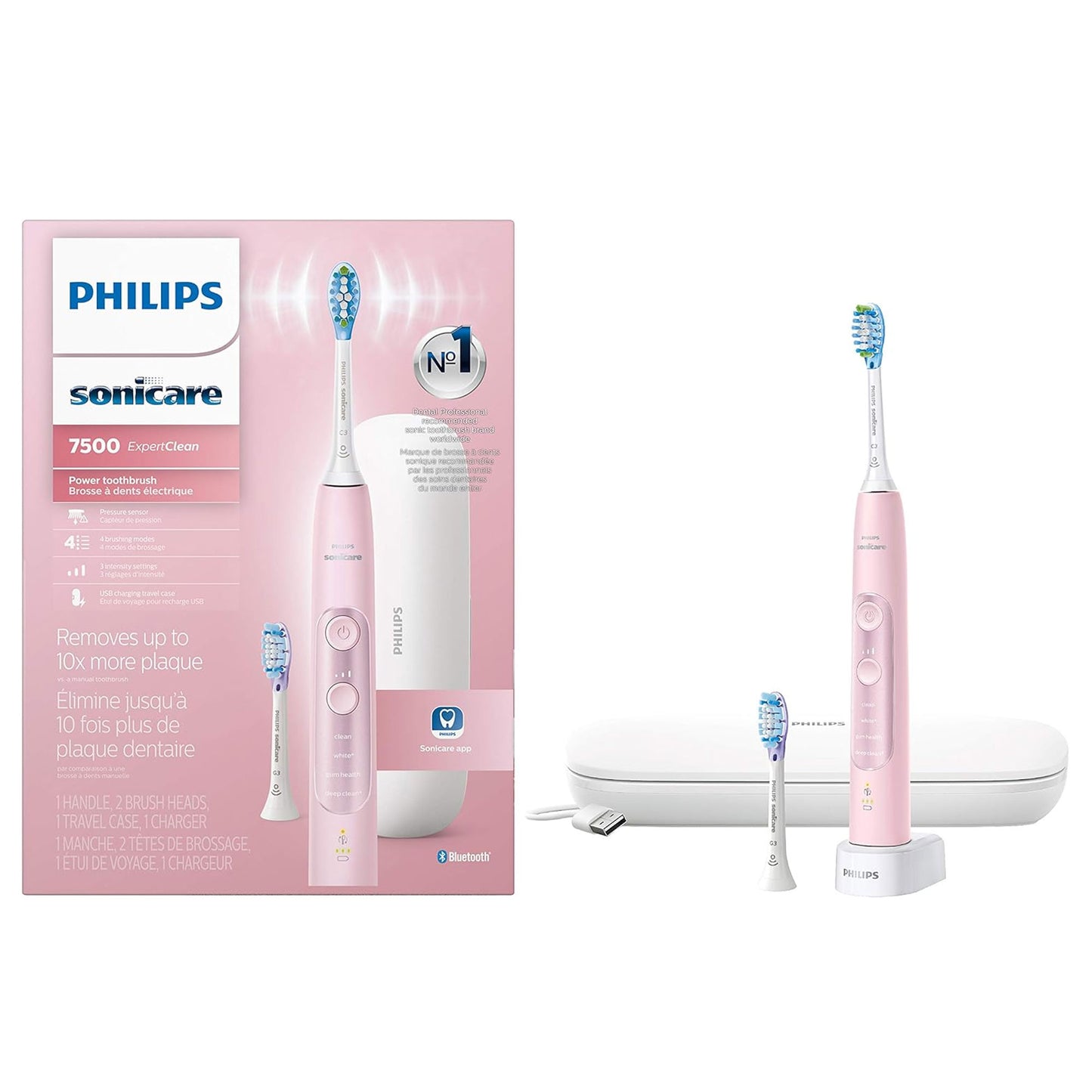 Philips Sonicare ExpertClean 7500 Rechargeable Electric Toothbrush HX9690/07 (Pink)