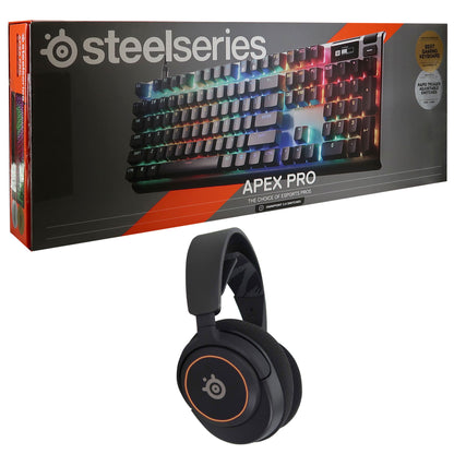 SteelSeries Apex Pro Full Size Wired OmniPoint Gaming Keyboard Gen 3 (Black) + SteelSeries Arctis Nova 3 Wired Gaming Headset - Black
