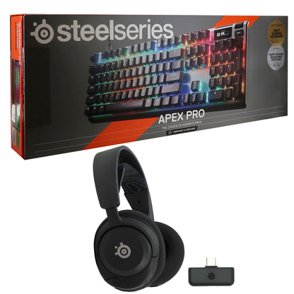 SteelSeries Apex Pro Full Size Wired OmniPoint Gaming Keyboard Gen 3 (Black) + SteelSeries Arctis Nova 5 Wireless Gaming Headset - Black