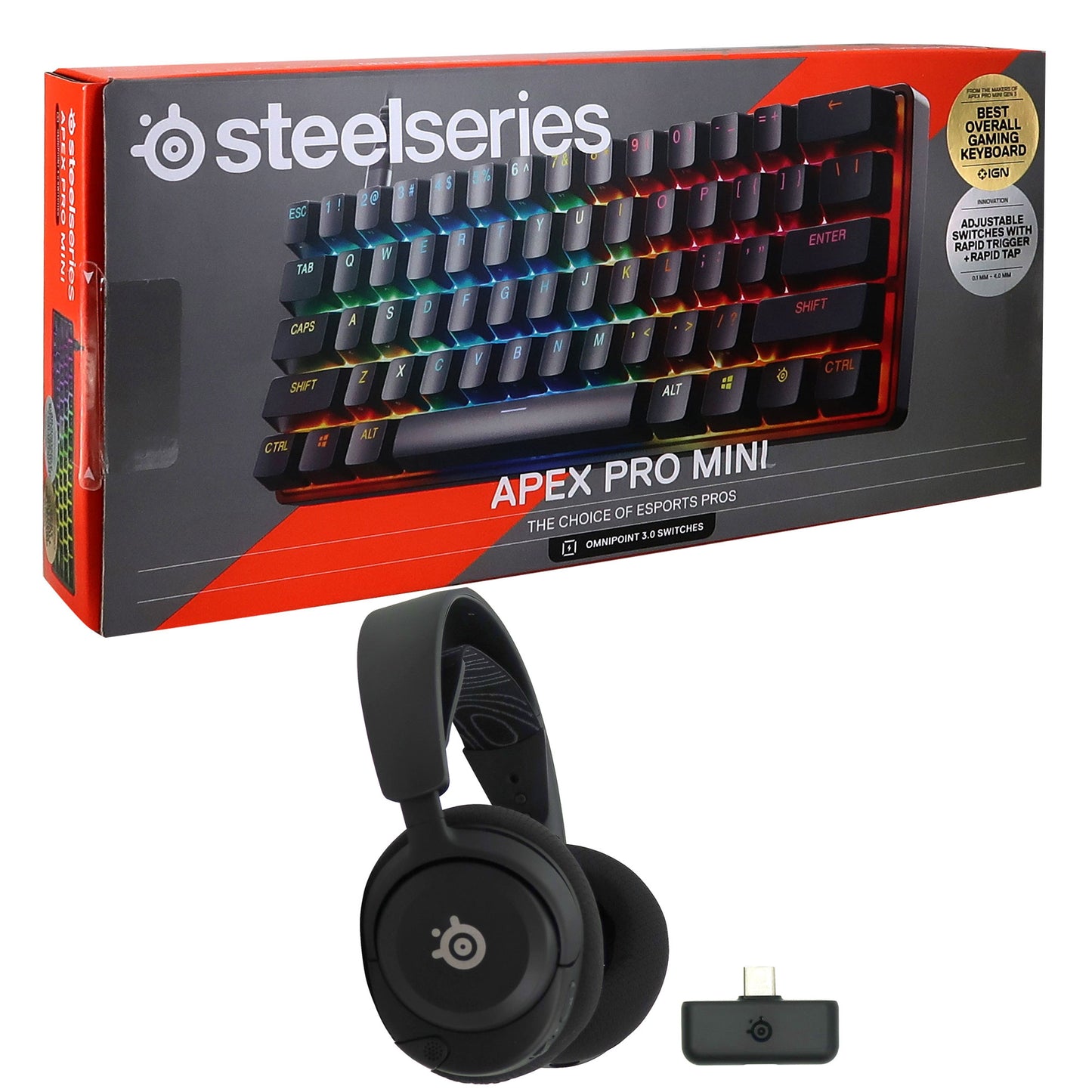 SteelSeries Arctis Nova 5 Wireless Gaming Headset - Black + SteelSeries Apex Pro Mini Wired OmniPoint Gaming Keyboard Gen 3 (Black)