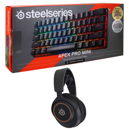 SteelSeries Arctis Nova 3 Wired Gaming Headset - Black + SteelSeries Apex Pro Mini Wired OmniPoint Gaming Keyboard Gen 3 (Black)