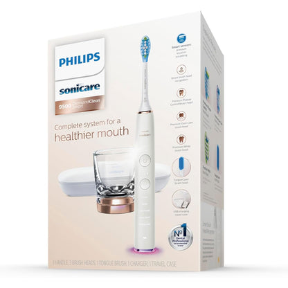 Philips Sonicare DiamondClean Smart 9500 Rechargeable Electric Power Toothbrush, Rose Gold, HX9924/61