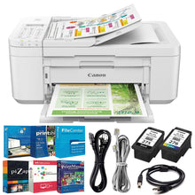 Canon PIXMA TR4720 Wireless All-in-One Printer White with 10FT 2.0 USB Type A Male To B Male Cable and Printer Essentials Digital Download Card for PC
