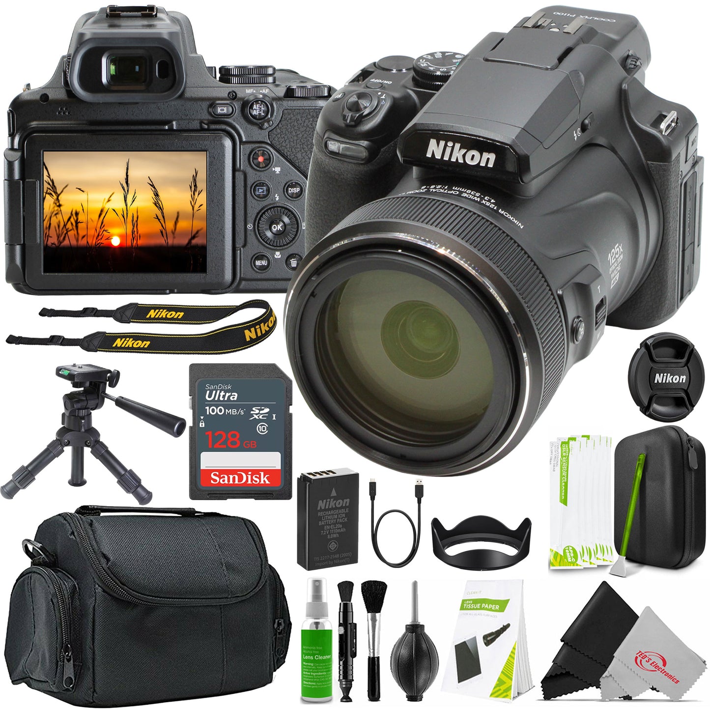 Nikon COOLPIX P1100 16MP Digital Camera (Black) Best Travel Kit