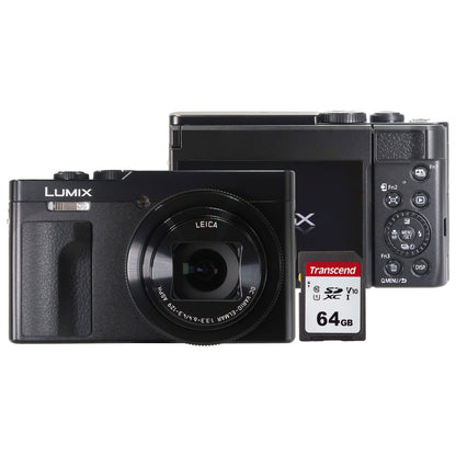 Panasonic Lumix ZS99 20.3MP 30X Optical Zoom Digital Camera (Black) + Transcend 64GB 300S SDXC Class 10 Memory Card
