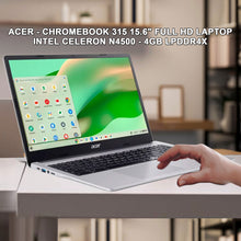 Acer Chromebook 315 15.6" Full HD Laptop - Intel Celeron N4500, 4GB LPDDR4X, 64GB eMMC (Sparkly Silver) with Protective Case + Cables