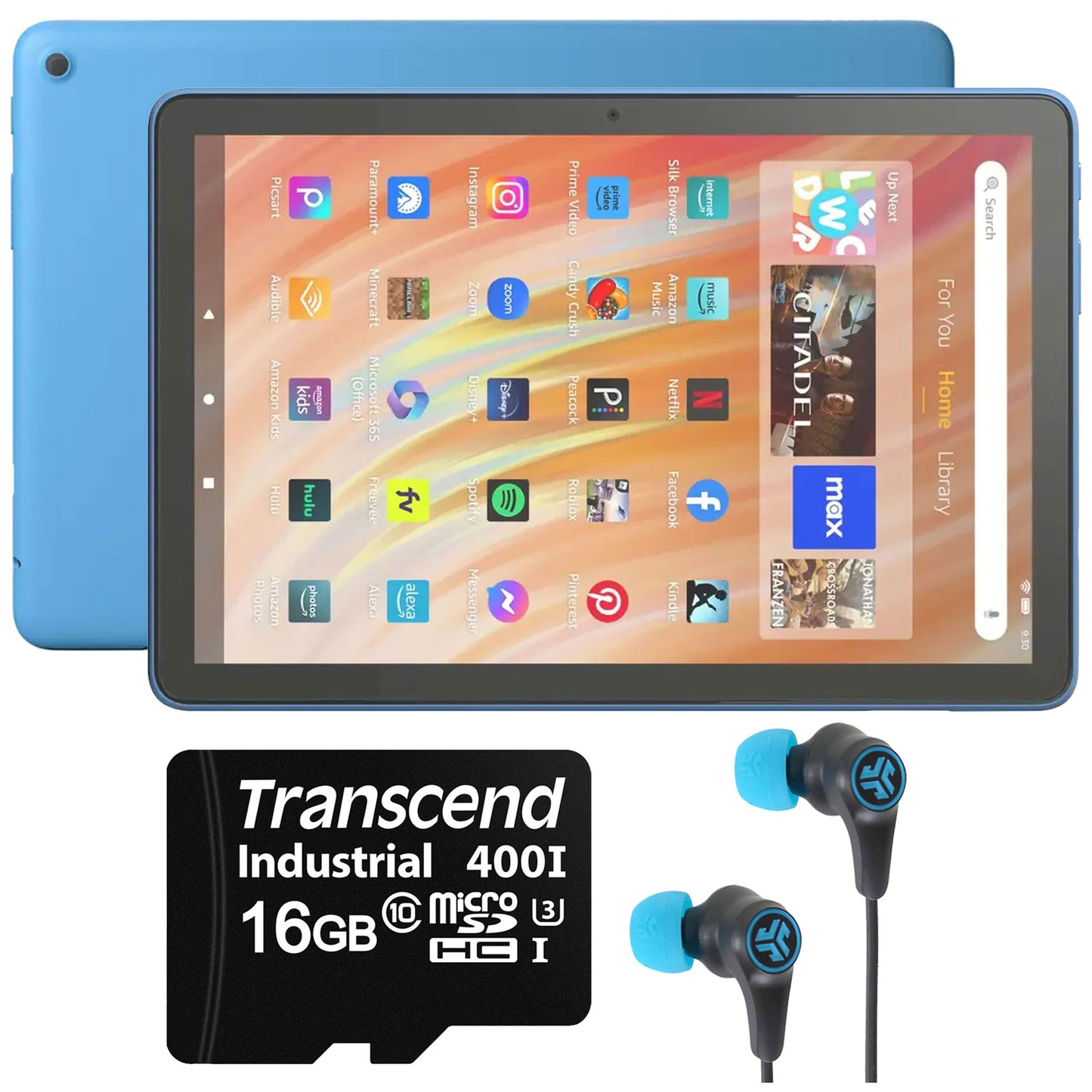 Amazon Fire HD 10 64GB 10.1" Tablet with Wi-Fi - 13th Gen (Ocean) + Jlab Wireless Earbuds Set