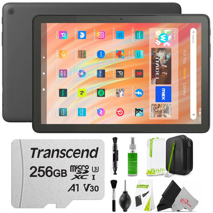 Amazon Fire HD 10 32GB 10.1" Tablet with Wi-Fi - 13th Gen (Black) + 256GB microSDXC Memory Card Bundle