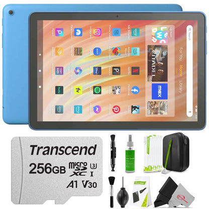 Amazon Fire HD 10 64GB 10.1" Tablet with Wi-Fi - 13th Gen (Ocean) + 256GB MicroSDXC Accessory Bundle