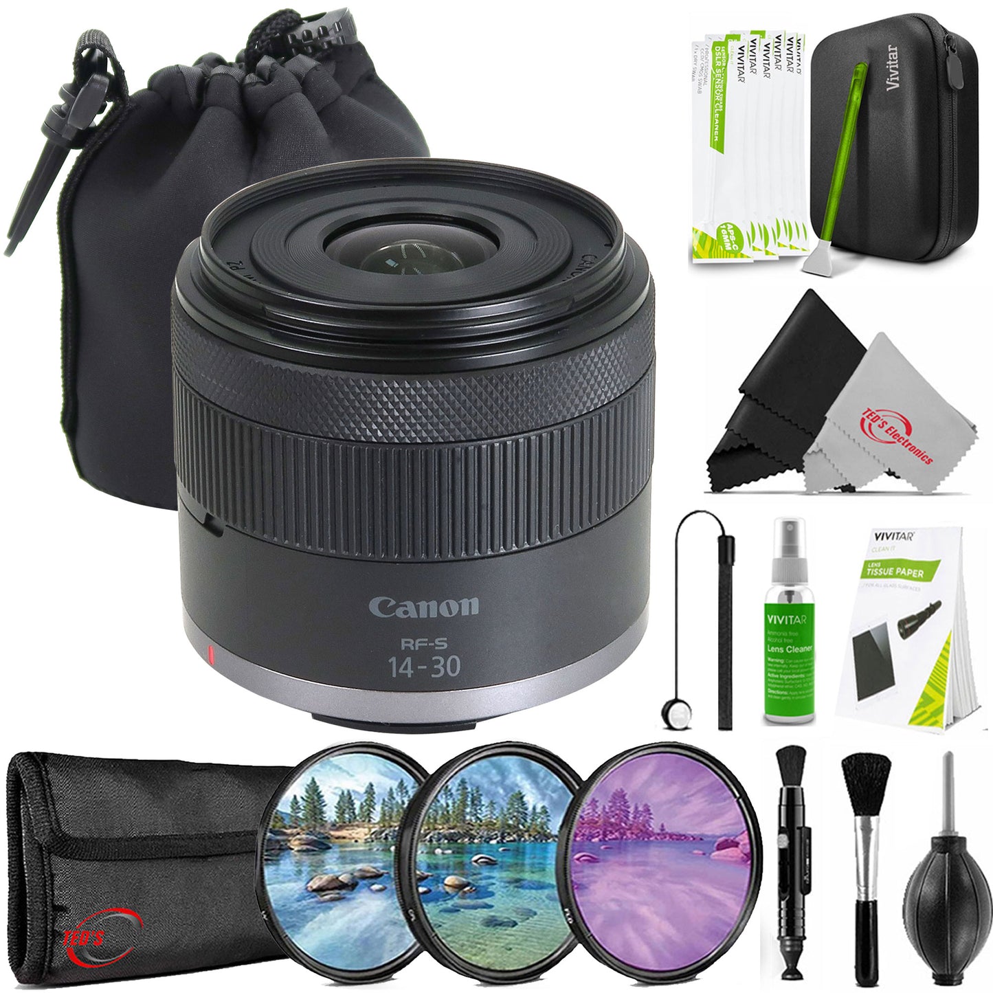 Canon RF-S 14-30mm f/4-6.3 IS STM PZ Lens (Canon RF) Basic Lens Accessory Bundle