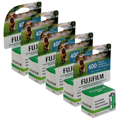 FUJIFILM 400 Color Negative Film (35mm Roll Film, 36 Exposures) - 5 Pack