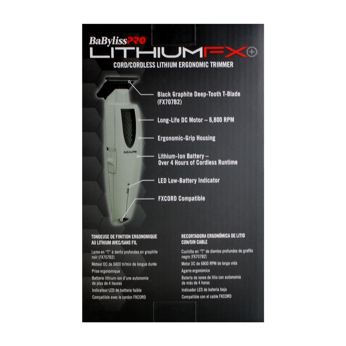 BaByliss Pro LITHIUMFX+ Limited Edition Cordless Lithium Ergonomic Trimmer (Grey) FX773NGY