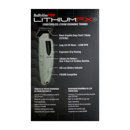 BaByliss Pro LITHIUMFX+ Limited Edition Cordless Lithium Ergonomic Trimmer (Grey) FX773NGY