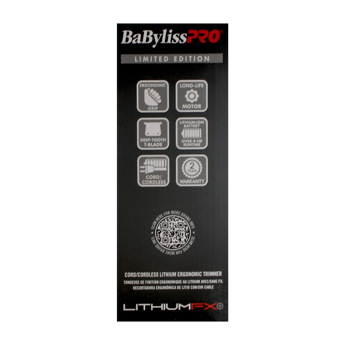 BaByliss Pro LITHIUMFX+ Limited Edition Cordless Lithium Ergonomic Trimmer (Grey) FX773NGY