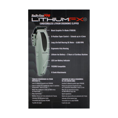 BaByliss Pro LITHIUMFX+ Limited Edition Cordless Lithium Ergonomic Trimmer (Grey) FX773NGY with Clipper (Grey) FX673NSGY