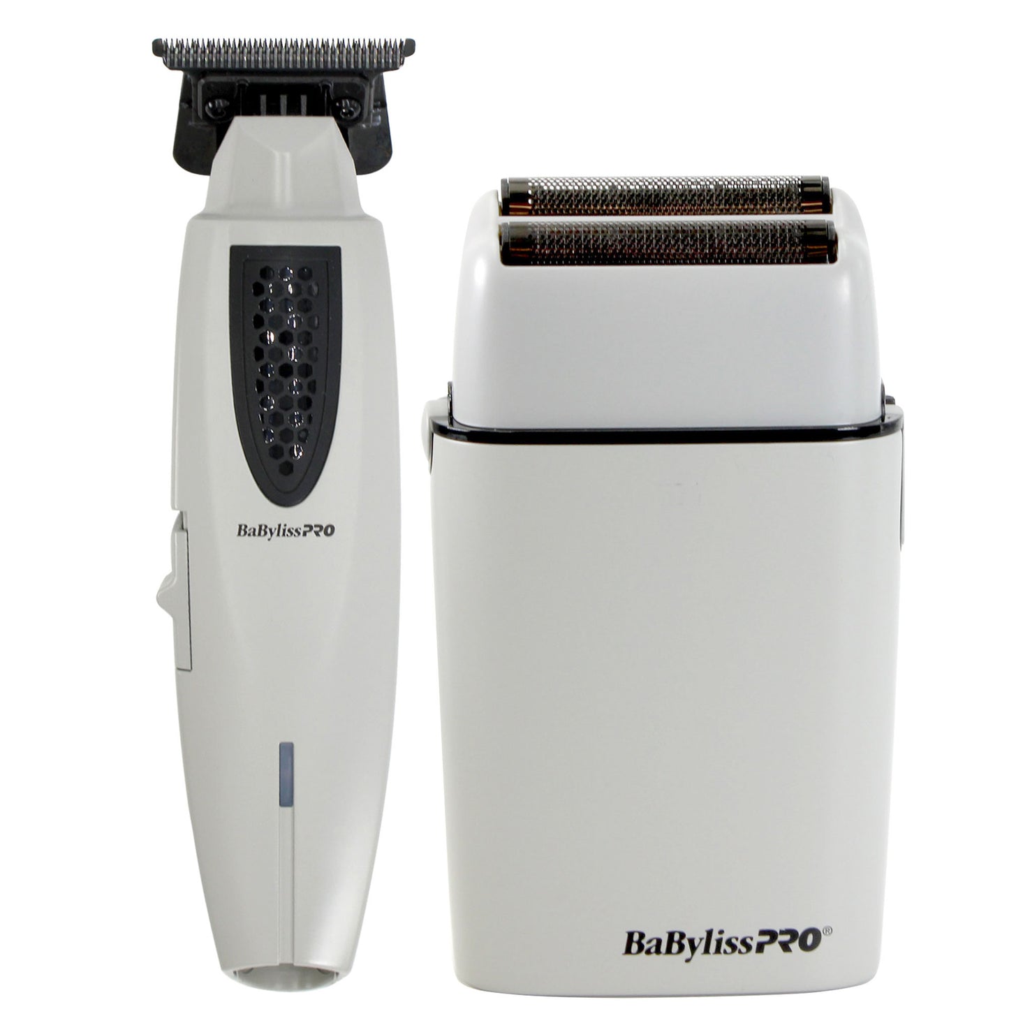 BaByliss Pro LITHIUMFX+ Limited Edition Cordless Lithium Ergonomic Trimmer (Grey) FX773NGY with Cordless Metal Double Foil Shaver (Gray) FXFS2GY