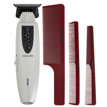 BaByliss Pro LITHIUMFX+ Limited Edition Cordless Lithium Ergonomic Trimmer (Grey) FX773NGY with Barberology Comb Set - Red