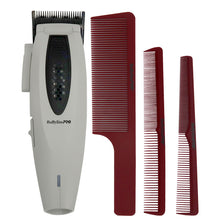BaByliss Pro LITHIUMFX+ Limited Edition Cordless Lithium Ergonomic Clipper (Grey) FX673NSGY with Barberology Comb Set - Red