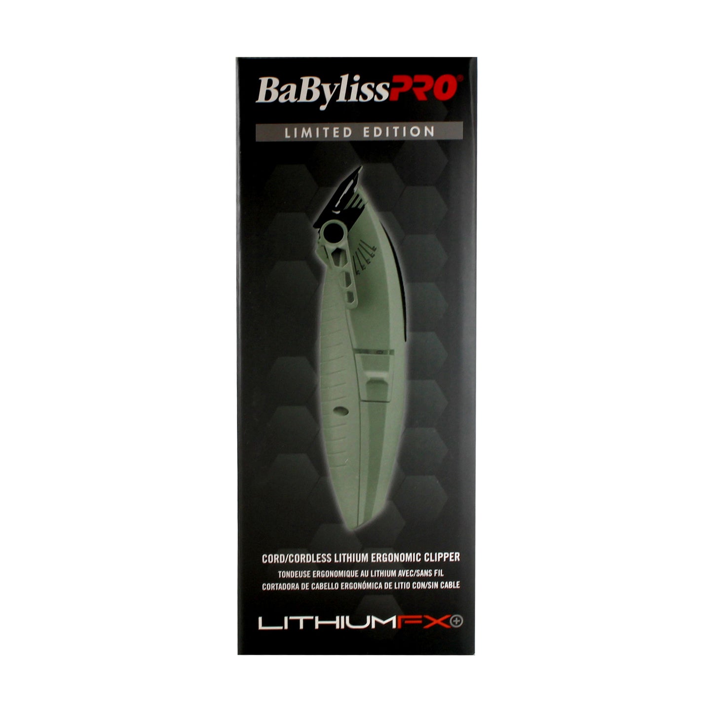 BaByliss Pro LITHIUMFX+ Limited Edition Cordless Lithium Ergonomic Clipper (Grey) FX673NSGY with Barberology Comb Set - Red