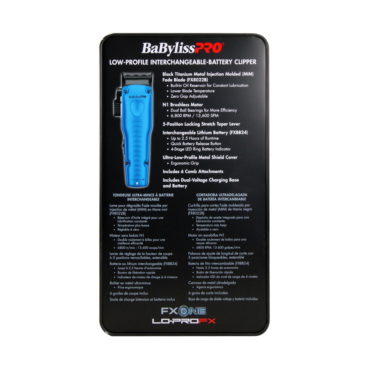 Babyliss Pro Nano Titanium Portofino 6600 Full-Size Hair Dryer Blue BNT6610N with LIMITED EDITION LO-PROFX Cordless Clipper (Blue) FX829BL Bundle