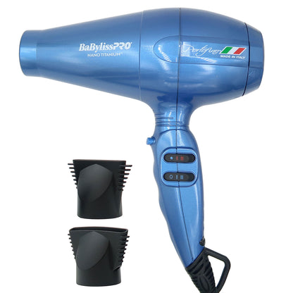 Babyliss Pro Nano Titanium Portofino 6600 Full-Size Hair Dryer Blue BNT6610N with LIMITED EDITION LO-PROFX Cordless Clipper (Blue) FX829BL Bundle
