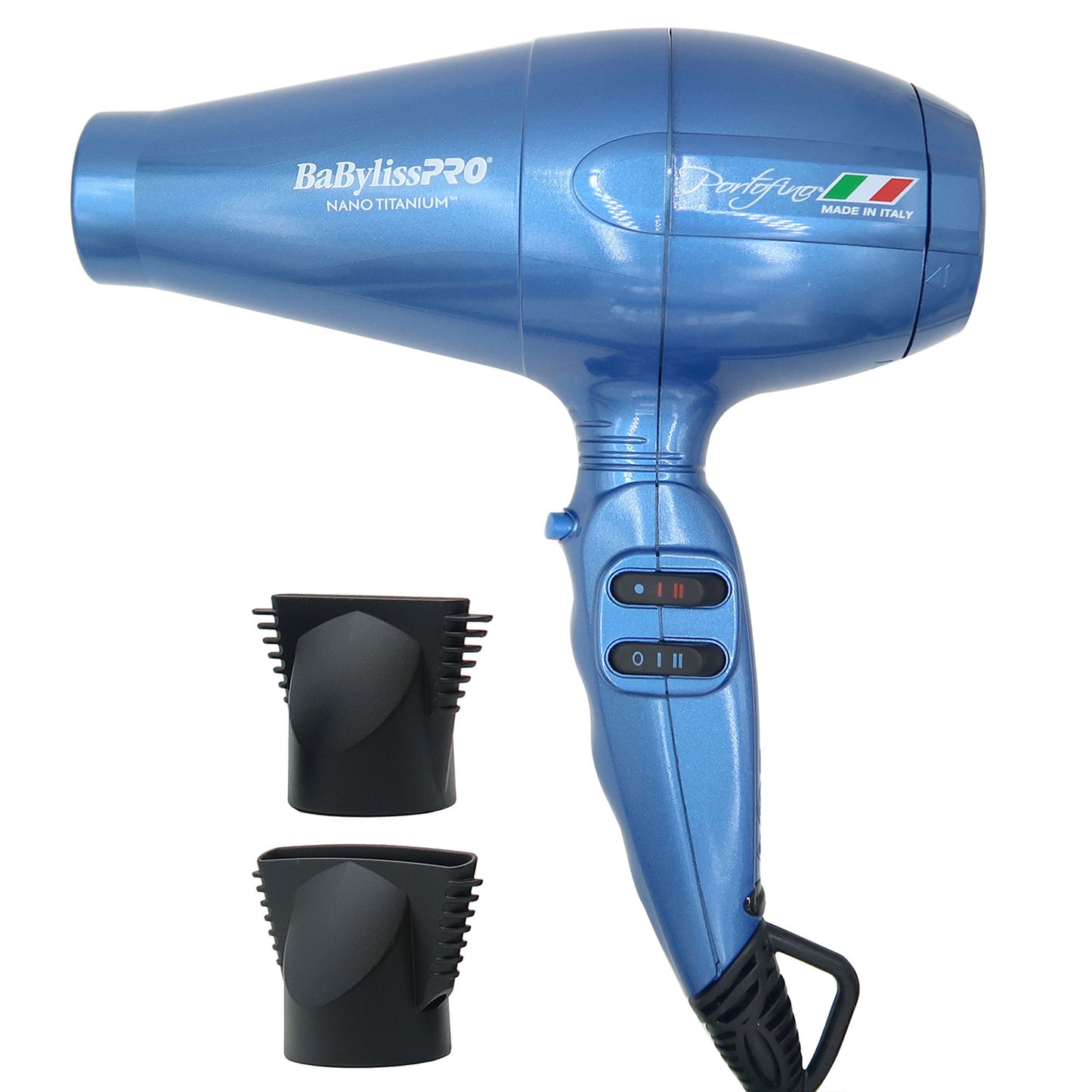 Babyliss Pro Nano Titanium Portofino 6600 Full-Size Hair Dryer Blue BNT6610N with LIMITED EDITION Cordless Metal Double Foil Shaver Blue FXFS2BL Bundle