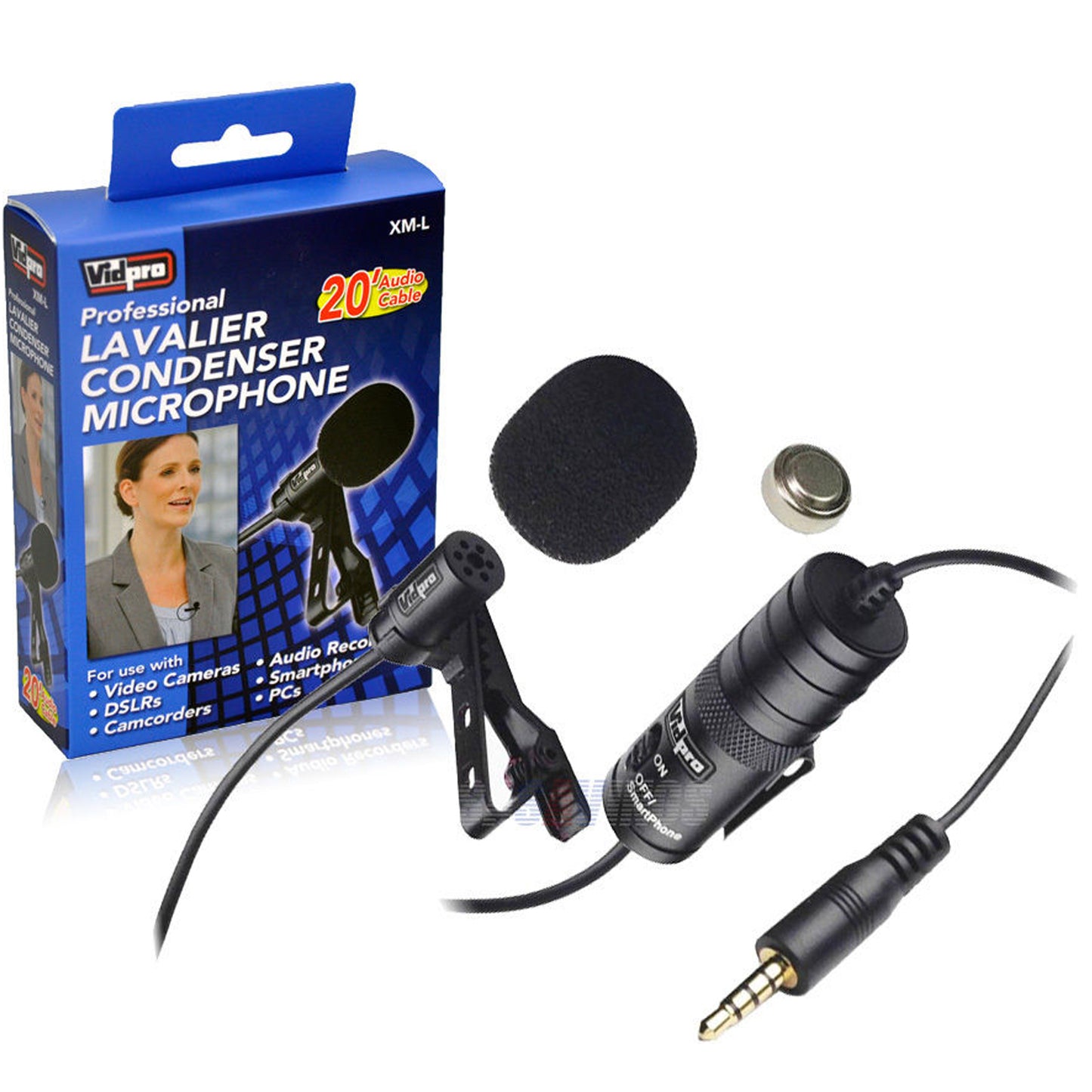 Hollyland LARK M2 Wireless Lavalier Microphone with Lightning Plug (Duo,Shine Charcoal) + 2x Vipro Professional Lavalier Condenser Microphone
