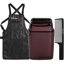BaByliss Pro LIMITED EDITION Cordless Metal Double Foil Shaver (Purple) FXFS2P with Barberology 9" Comb and Barber Apron