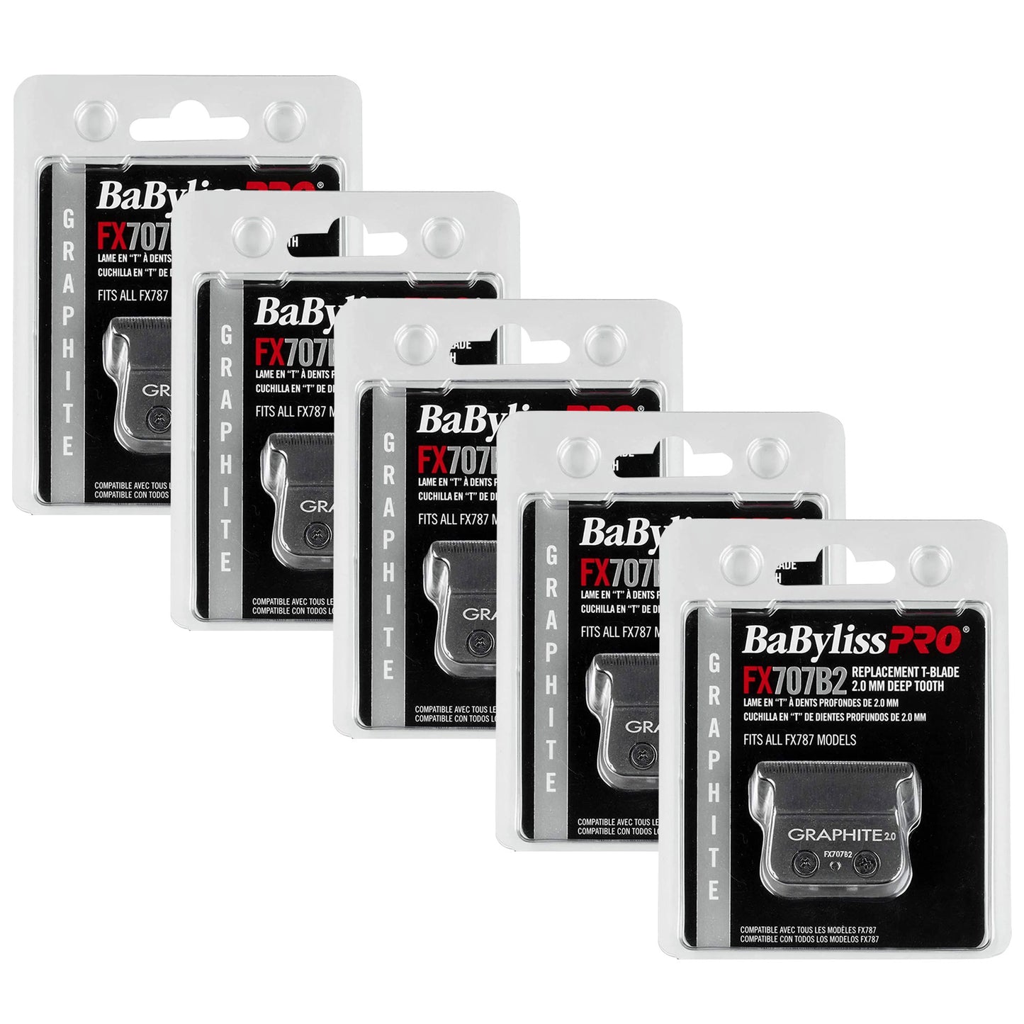 5 Unit BaByliss PRO Deep Tooth Graphite Replacement Blade BB-FX707B2