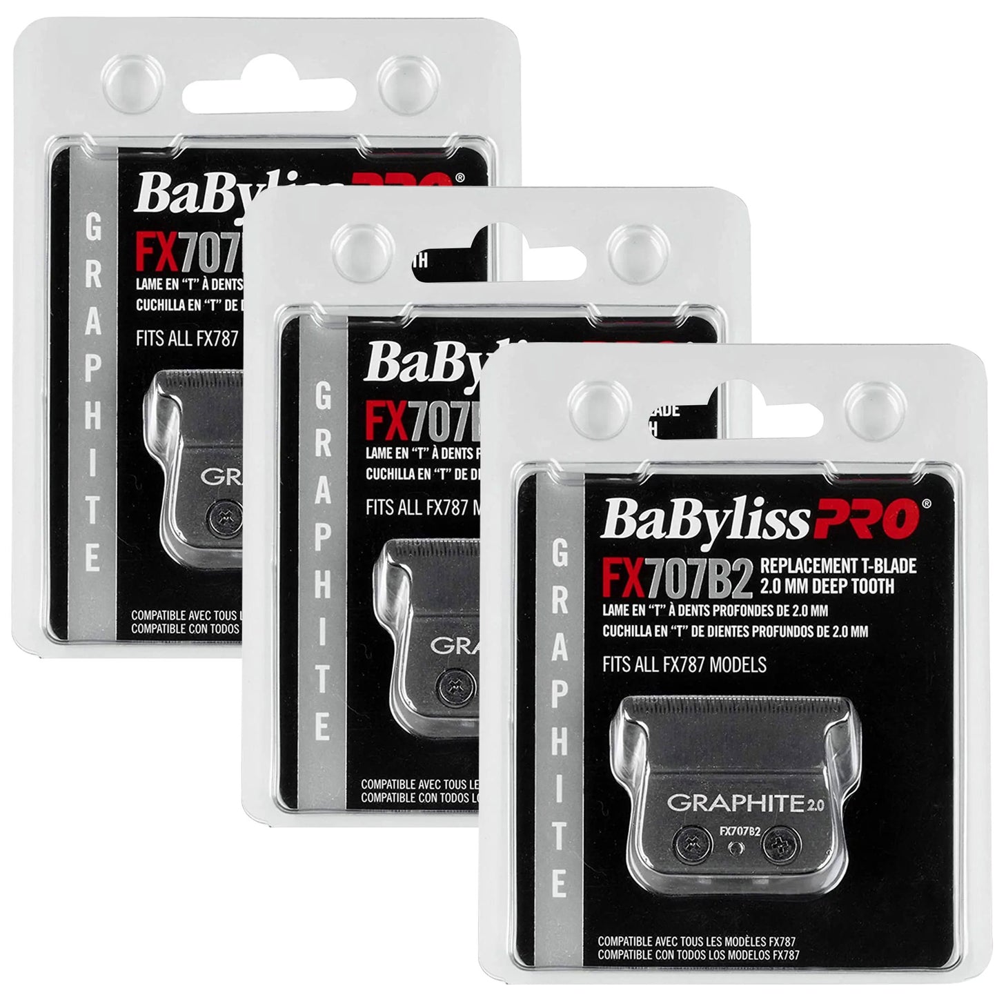 3 Unit BaByliss PRO Deep Tooth Graphite Replacement Blade BB-FX707B2