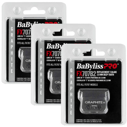 3 Unit BaByliss PRO Deep Tooth Graphite Replacement Blade BB-FX707B2
