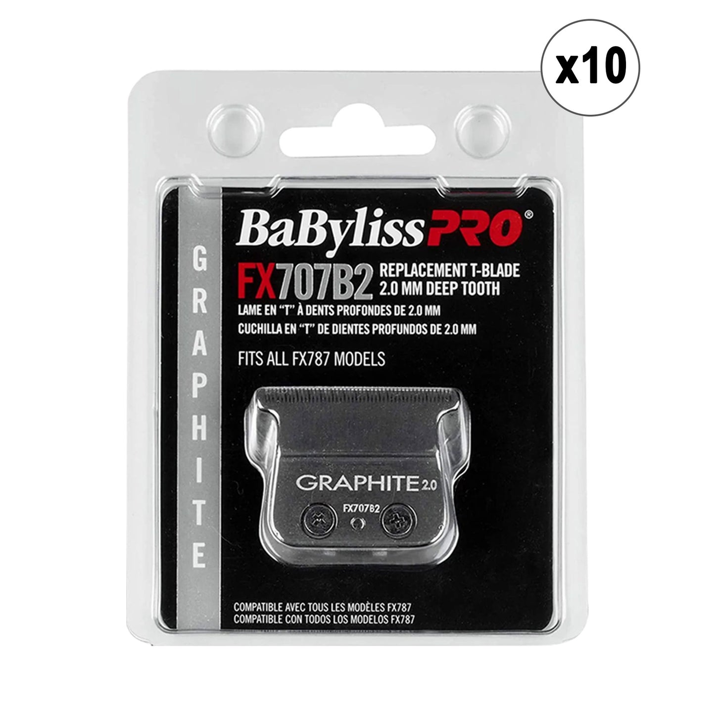 10 Unit BaByliss PRO Deep Tooth Graphite Replacement Blade BB-FX707B2