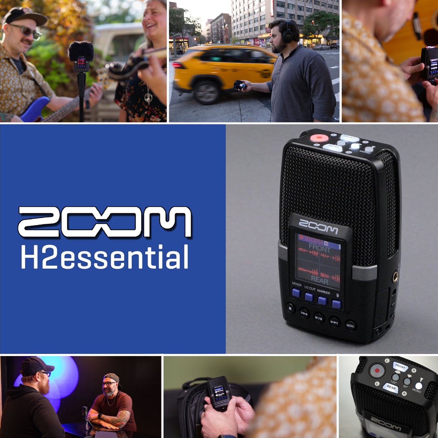Zoom H2essential Multi-Mic 32-Bit Float Handy Recorder + 128GB Card Accessory Bundle