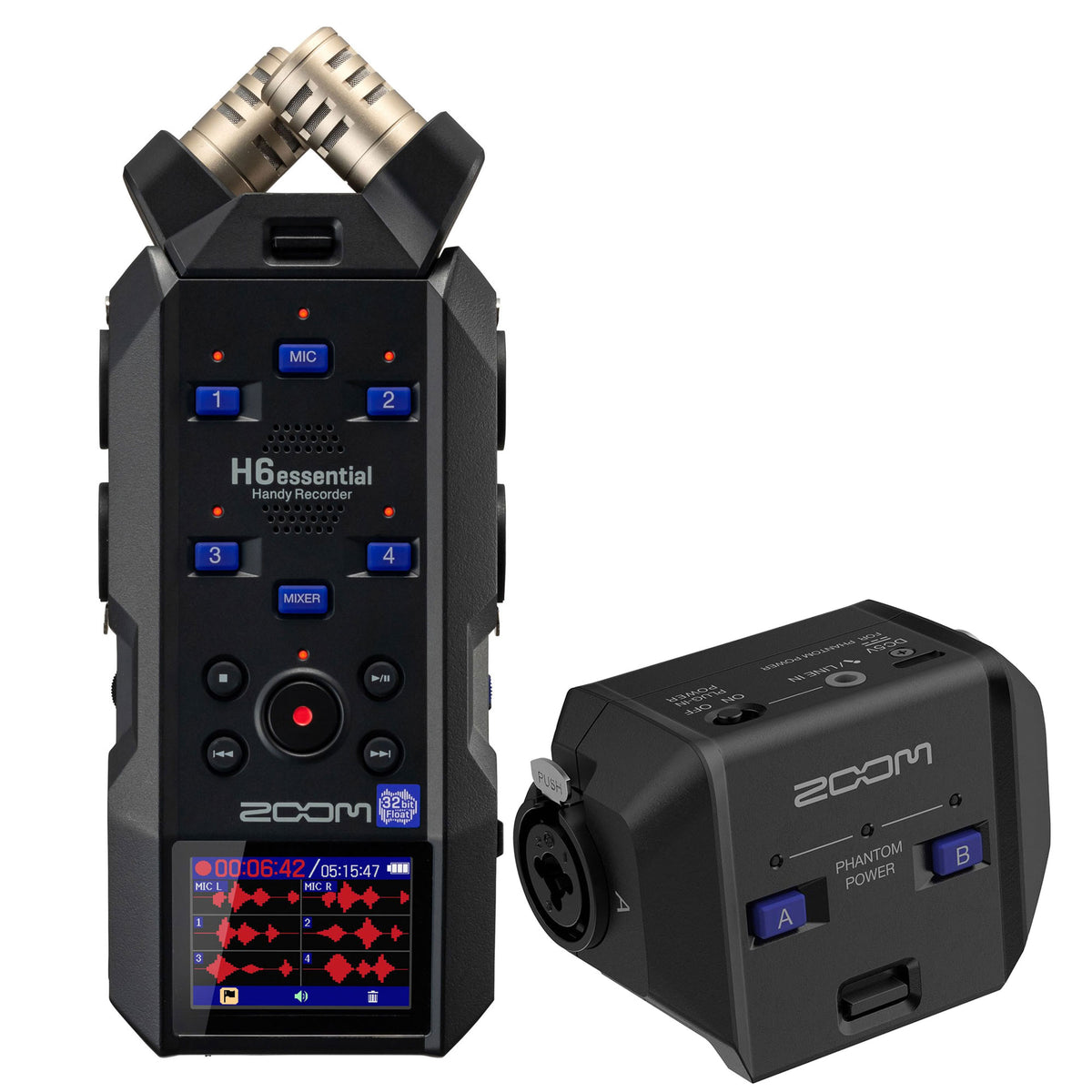 Zoom H6essential 6-Track 32-Bit Float Portable Audio Recorder + Zoom EXH-6e Dual XLR-1/4" TRS Input Capsule for H6essential Portable Recorder