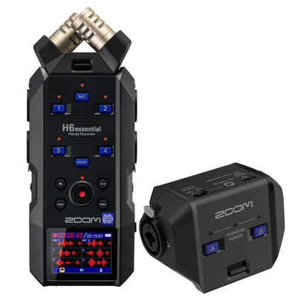 Zoom H6essential 6-Track 32-Bit Float Portable Audio Recorder + Zoom EXH-6e Dual XLR-1/4" TRS Input Capsule for H6essential Portable Recorder