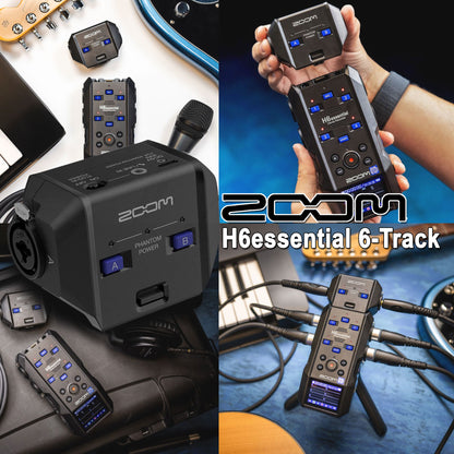 Zoom EXH-6e Dual XLR-1/4" TRS Input Capsule for H6essential Portable Recorder with 2x ZDM-1 Podcast Mic Pack Accessory Bundle