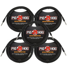 Pig Hog PTRS15 High Performance 1/4" TRS Instrument Cable, 15 Feet - 5 Pack