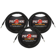 Pig Hog PTRS15 High Performance 1/4" TRS Instrument Cable, 15 Feet - 3 Pack