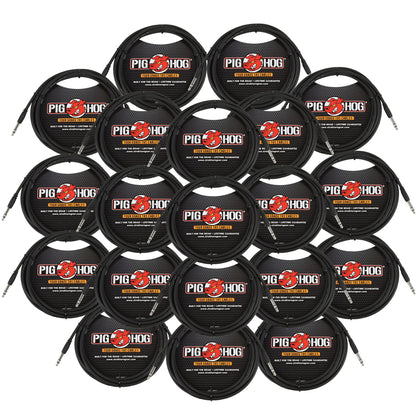 Pig Hog PTRS15 High Performance 1/4" TRS Instrument Cable, 15 Feet - 20 Pack