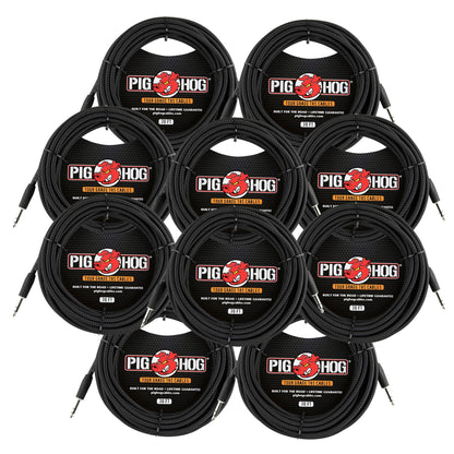 Pig Hog PTRS30BK Black Woven TRS Cable 30ft - 10 Pack