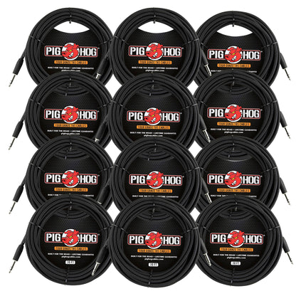 Pig Hog PTRS30BK Black Woven TRS Cable 30ft - 12 Pack