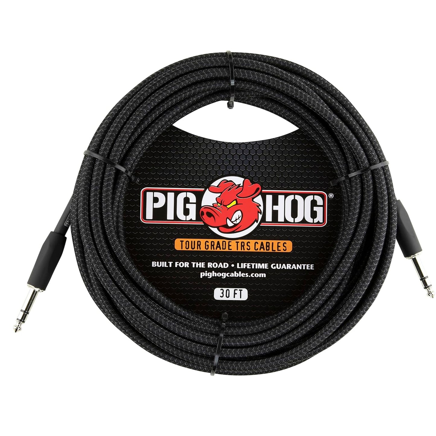 Pig Hog PTRS30BK Black Woven TRS Cable 30ft - 20 Pack