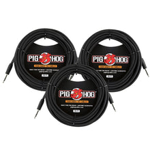 Pig Hog PTRS30BK Black Woven TRS Cable 30ft - 3 Pack