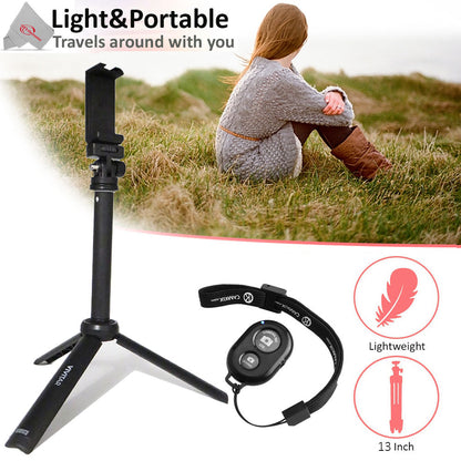 Hollyland LARK M2 COMBO 2-Person Wireless Combo Microphone System 2.4 GHz (Black) + Vivitar 13 Inch Foldable Pocket Tripod with Wireless Remote and Smart Phone Bracket + 16GB Transcend MicroSD Memory Card with Adapter