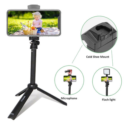 Hollyland LARK M2 COMBO 2-Person Wireless Combo Microphone System 2.4 GHz (Black) + Vivitar 13 Inch Foldable Pocket Tripod with Wireless Remote and Smart Phone Bracket + 16GB Transcend MicroSD Memory Card with Adapter