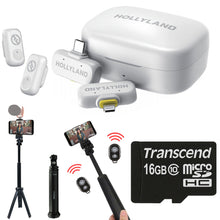 Hollyland LARK A1 Combo 2-Person Wireless Microphone System for Mobile Devices (Ivory White, 2.4 GHz) with Content Creation Bundle