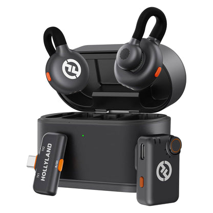 Hollyland LARK M2S Mini Combo Wireless Microphone System - Universal Compatibility (Space Gray) with Content Creation Bundle