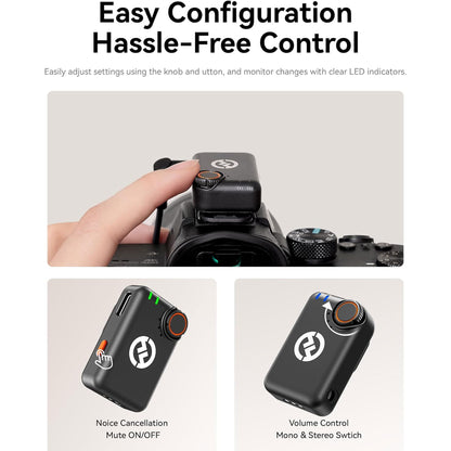 Hollyland LARK M2S Mini Combo Wireless Microphone System - Universal Compatibility (Space Gray) with Content Creation Bundle