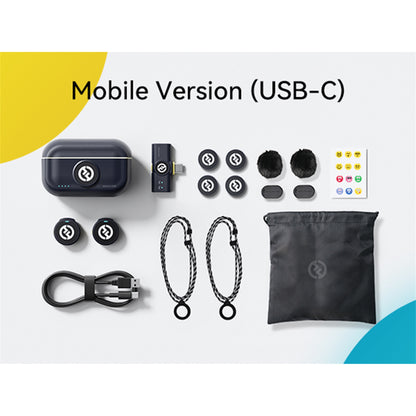 Hollyland LARK M2 2.4GHz 2-Person Wireless Lavalier Microphone System with USB-C Plug & Play (Shine Charcoal) + Vivitar 13 Inch Foldable Pocket Tripod with Wireless Remote and Smart Phone Bracket + 16GB Transcend MicroSD Memory Card with Adapter