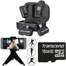 Hollyland LARK A1 Combo 2-Person Wireless Microphone System with USB-C and Lightning Connectors for Mobile Devices (Space Gray, 2.4 GHz) Video Bundle